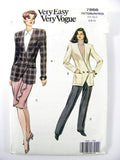 1990 Vogue 7868 Misses' Double Breasted Jacket, Straight Skirt & Tapered Pants, Uncut, Factory Folded Sewing Pattern Size 6-8-10