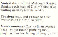 Vintage 70s Aran Cap and Mitts Pattern Instant Download PDF 3 + 4 pages
