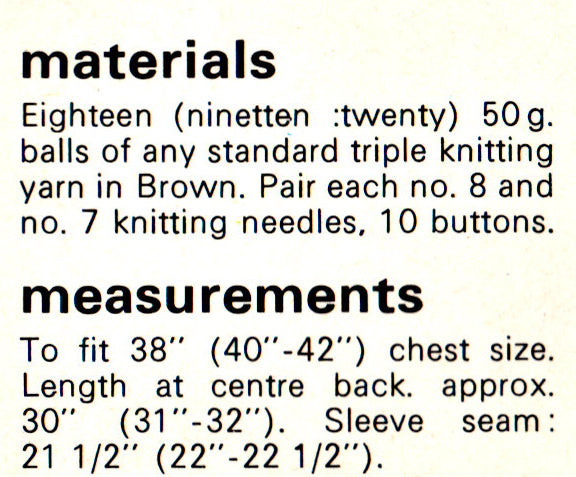 Vintage 70s Rib And Cable Jacket Pattern Instant Download PDF 2 pages ...