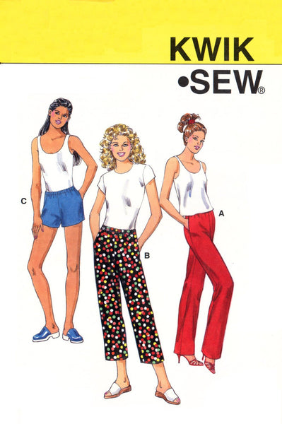 Kwik Sew 3314 Learn to Sew Pants in Two Lengths and Shorts with Elasticized Waist, Sewing Pattern Multi Plus Size XS-XL