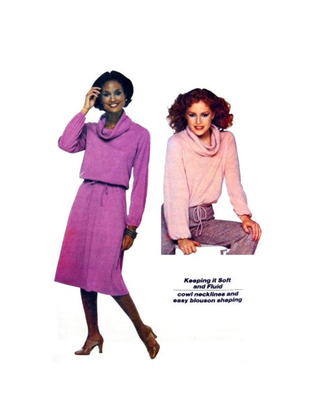 Simplicity 8162 Blouson Cowl Neck Top with Long Raglan Sleeves and Slightly Flared Skirt, Sewing Pattern Size 10-12
