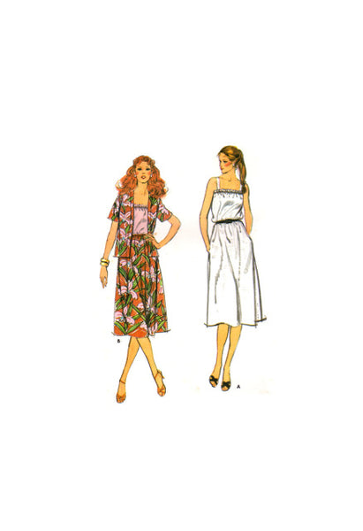 Butterick 3100 Semi-Fitted, Short Sleeve Jacket and Sundress with Optional Contrast Bodice, Sewing Pattern Size 12
