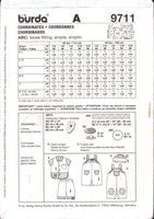 Burda 9711 Baby Overalls, Shirts, Shorts and Hat, Sewing Pattern Multi Size 3M-18M