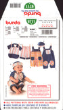 Burda 9711 Baby Overalls, Shirts, Shorts and Hat, Sewing Pattern Multi Size 3M-18M