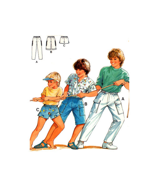 Burda 6612 Boys' Long and Short Sleeve Tops, Shorts in Two Lengths and Pants, Sewing Pattern, Multi Size 4-14