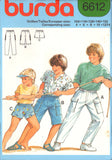 Burda 6612 Boys' Long and Short Sleeve Tops, Shorts in Two Lengths and Pants, Sewing Pattern, Multi Size 4-14