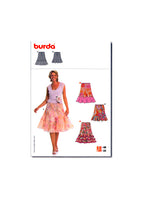 Burda 8088 Flared Skirt in Two Lengths with Optional Ruffles and Tiers, Sewing Pattern, Multi Plus Size 10-22
