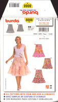 Burda 8088 Flared Skirt in Two Lengths with Optional Ruffles and Tiers, Sewing Pattern, Multi Plus Size 10-22