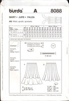 Burda 8088 Flared Skirt in Two Lengths with Optional Ruffles and Tiers, Sewing Pattern, Multi Plus Size 10-22