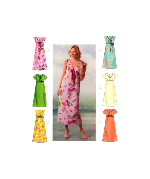 Butterick 4444 Six Easy Empire Waist Dresses with Bodice and Sleeve Variations, Sewing Pattern Multi Size 6-12 or 14-20 Butterick 4444 Six Easy Empire Waist Dresses with Bodice and Sleeve Variations, Sewing Pattern Multi Size 6-12 or 14-20