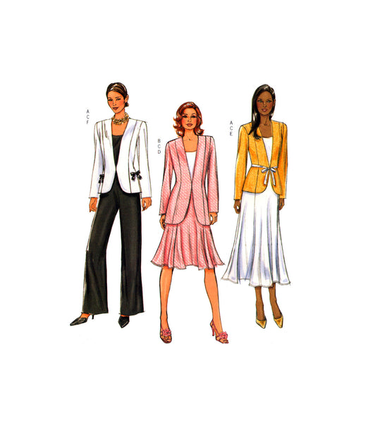 Butterick 4464 Princess Seam Jacket, Lined Sleeveless Top, Flared Skirt in Two Lengths and Pants, Sewing Pattern, Size 8-14